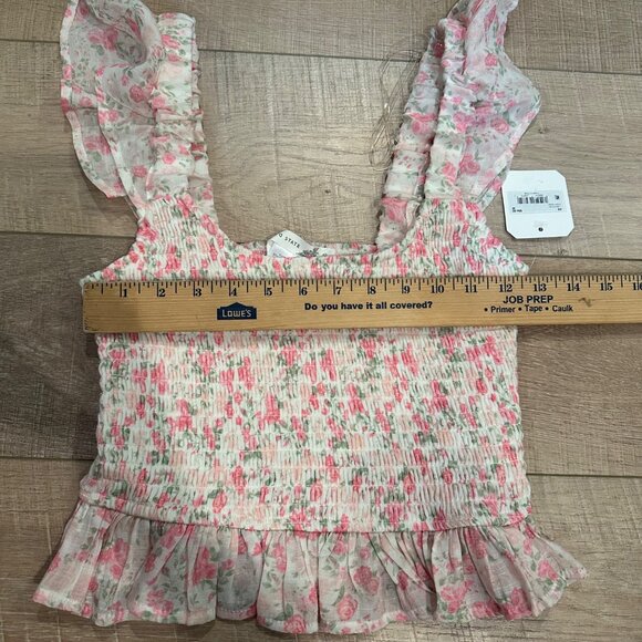 ALTAR'D STATE WOMENS IVORY PINK SMOCKED TOP SHIRT NEW MEDIUM - Picture 5 of 8